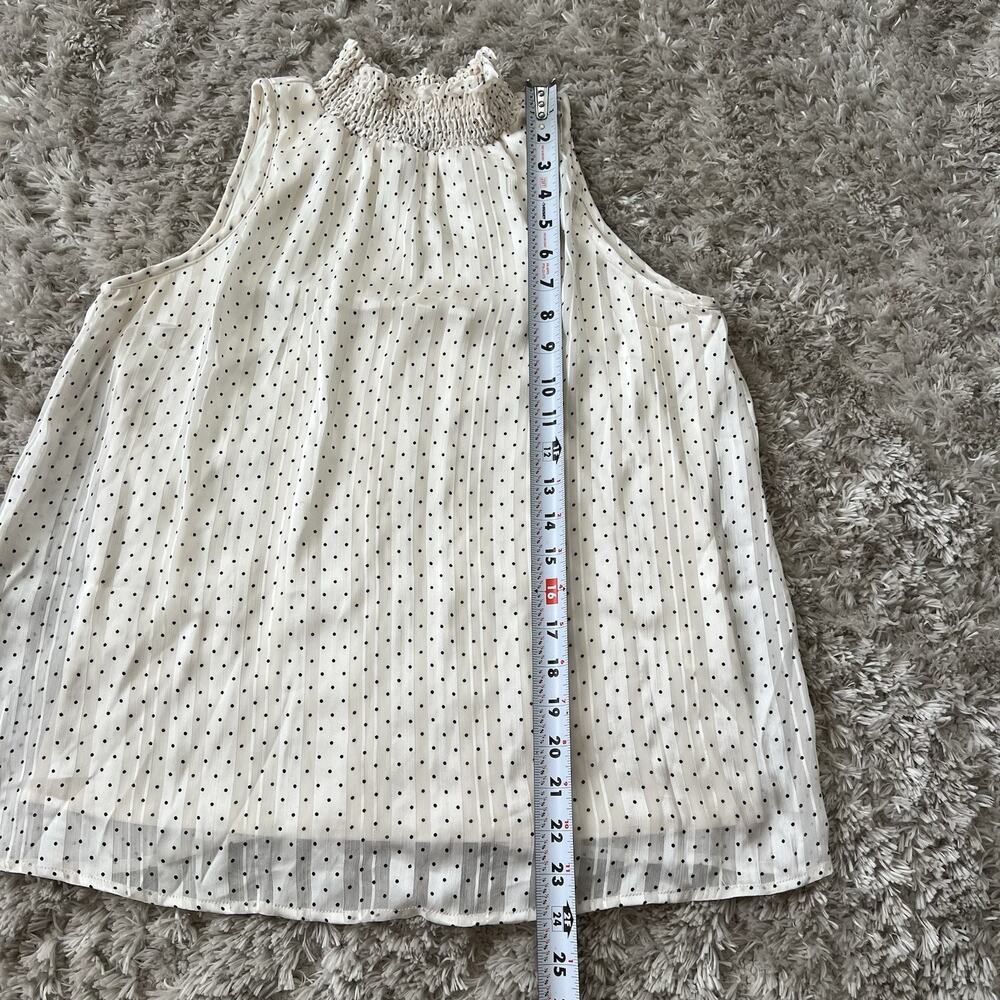 Sarah Michelle Sleeveless Top MEDIUM Turtleneck Ivory Lined Polka-Dot Elegant - Picture 3 of 6